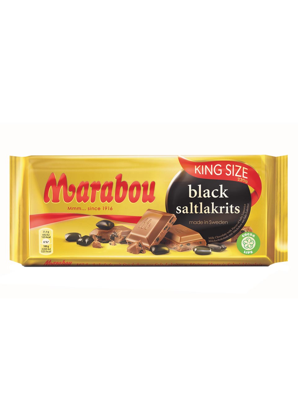 Marabou Black Saltlakrits Milk chocolate with pieces of salty liquorice null - onesize - 1