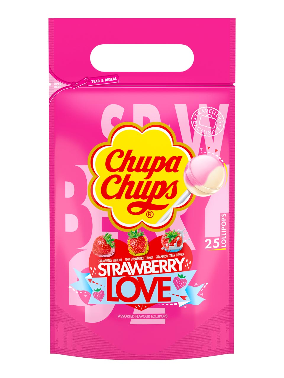 Chupa Chups Lollipops With The Flavours Of Strawberry, Strawberry-cream & Sour Strawberry. null - onesize - 1