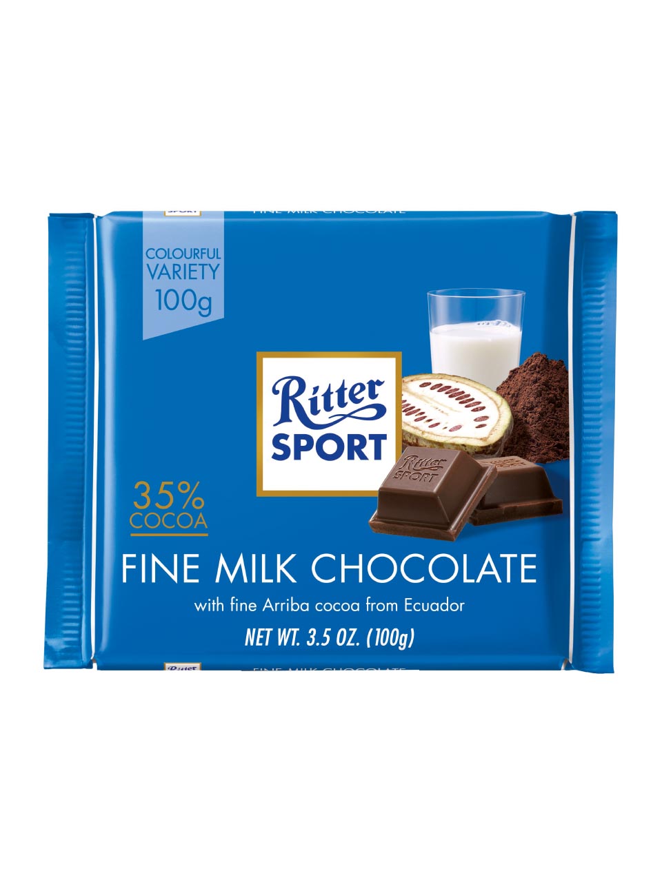 Ritter Sport Extra Fine Milk Chocolate 35%, 100g null - onesize - 1