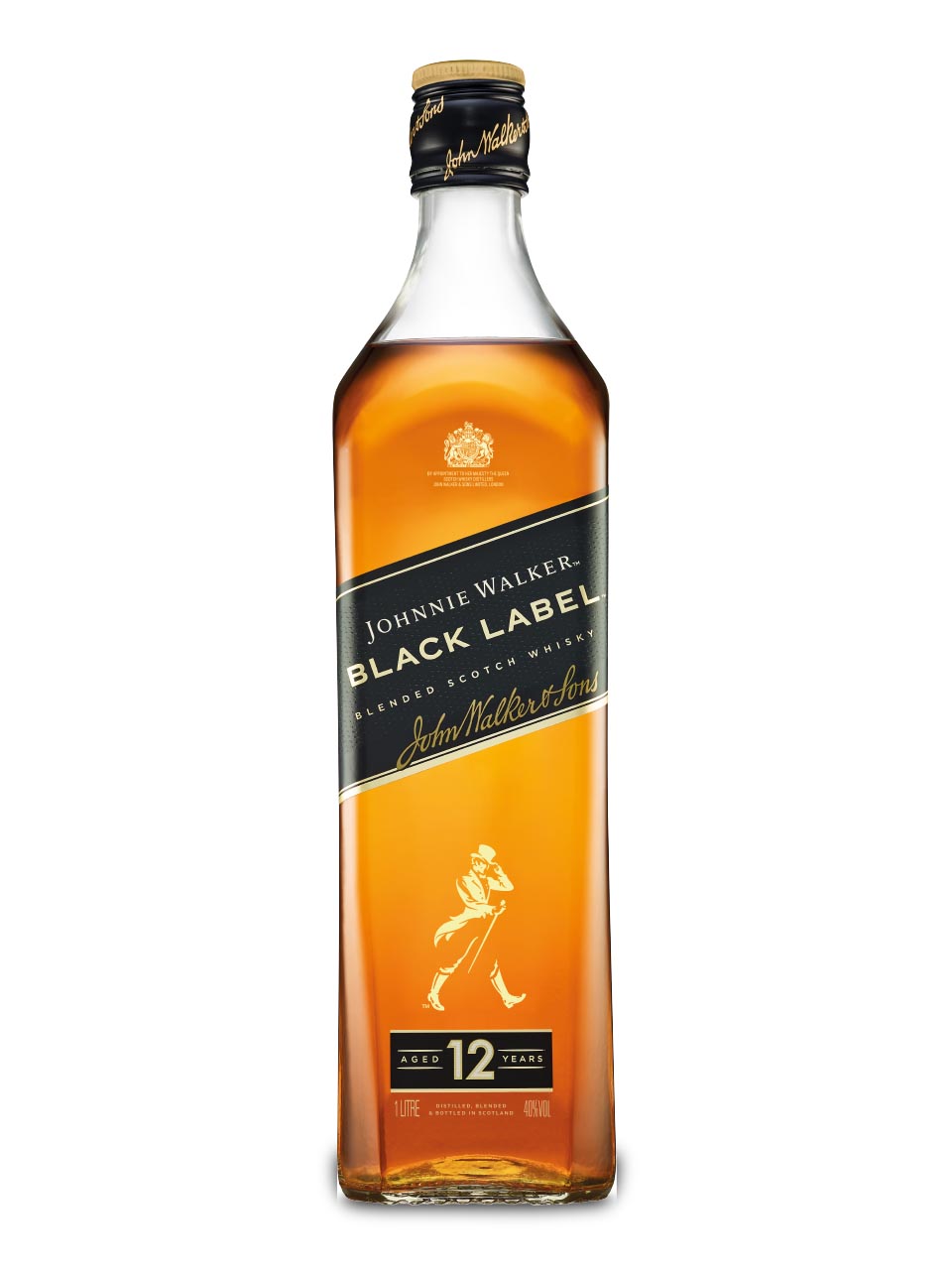 Walker 1L Johnnie Blended Scotch Black 12y Whisky 40% Label