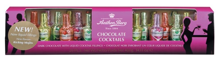 Anthon Berg Chocolate Cocktails 26 pieces 400g
Chocolates with filling (33%) with spirits null - onesize - 1